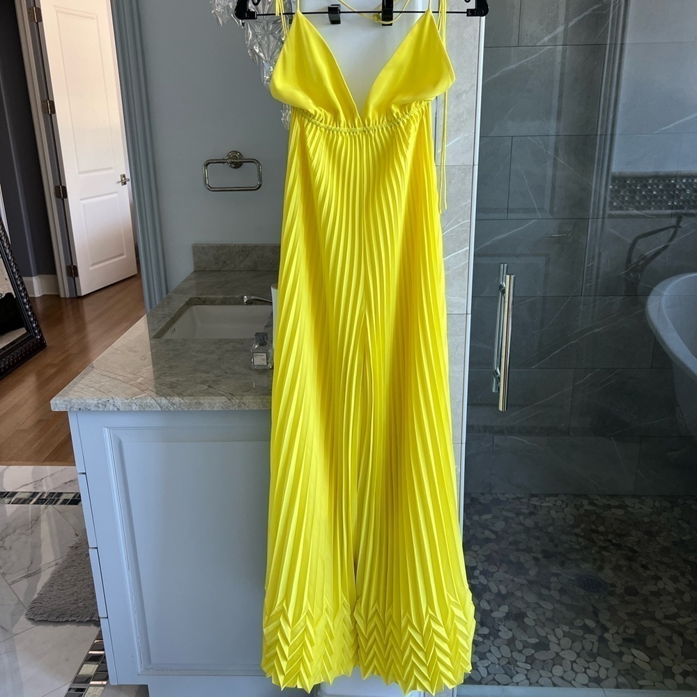 ALICE + OLIVIA Adalyn Pleated Halter Jumpsuit - Picture 8 of 13